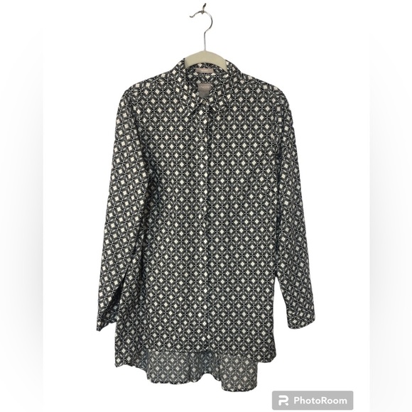Chico's Tops - Chico’s Women’s Tunic Long Sleeve Cotton Back Pleat Long Tail Concealed Buttons